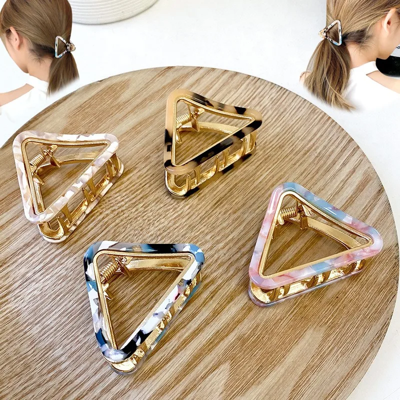 New Fashion Korean Ladies Hair Accessories Elegant Triangle Hair Clip Claw Medium Acetate Plate Hair Claw