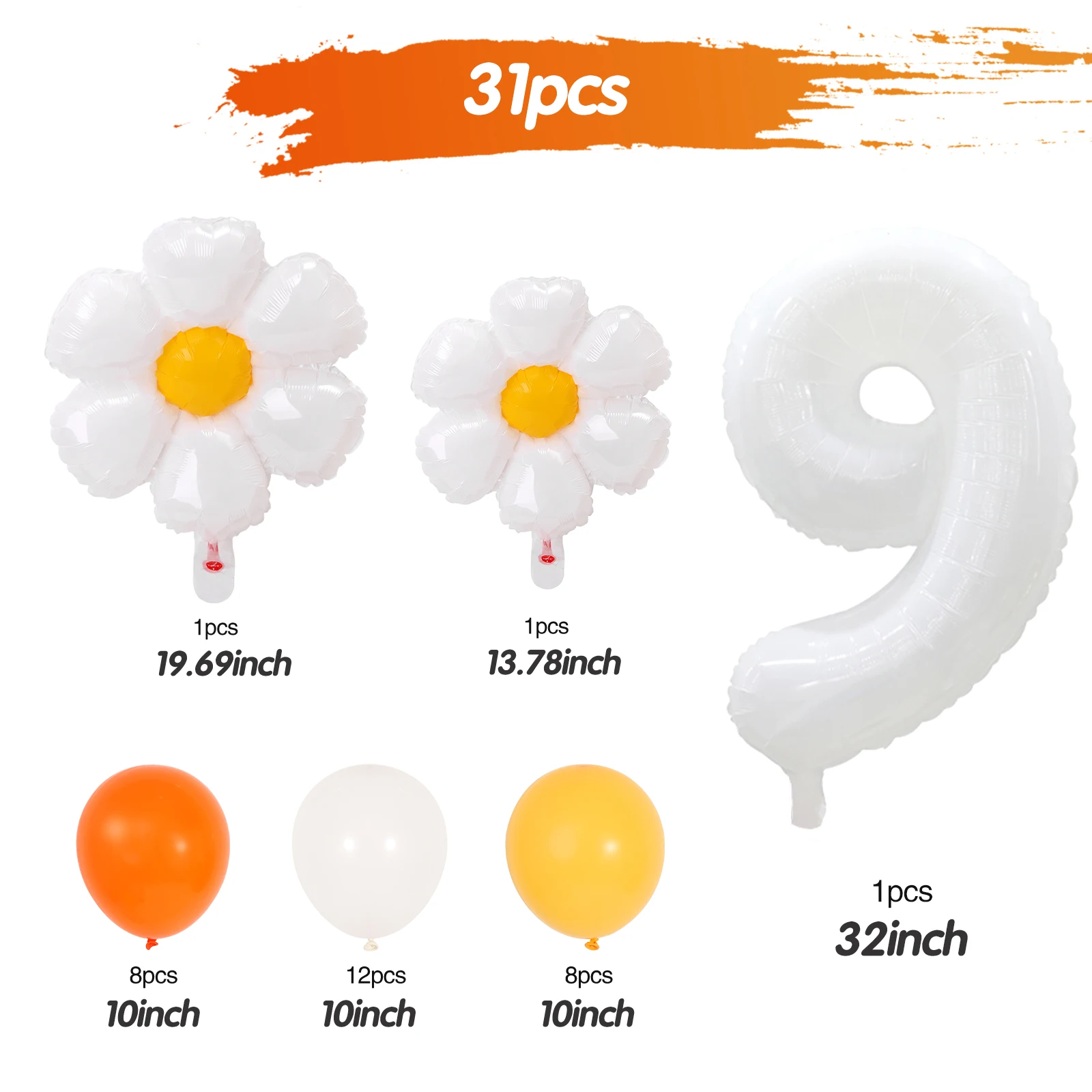 Numeri 1-10 palloncini margherita Set enormi palloncini in alluminio fiore bianco per compleanno Baby Shower Wedding Daisy Party