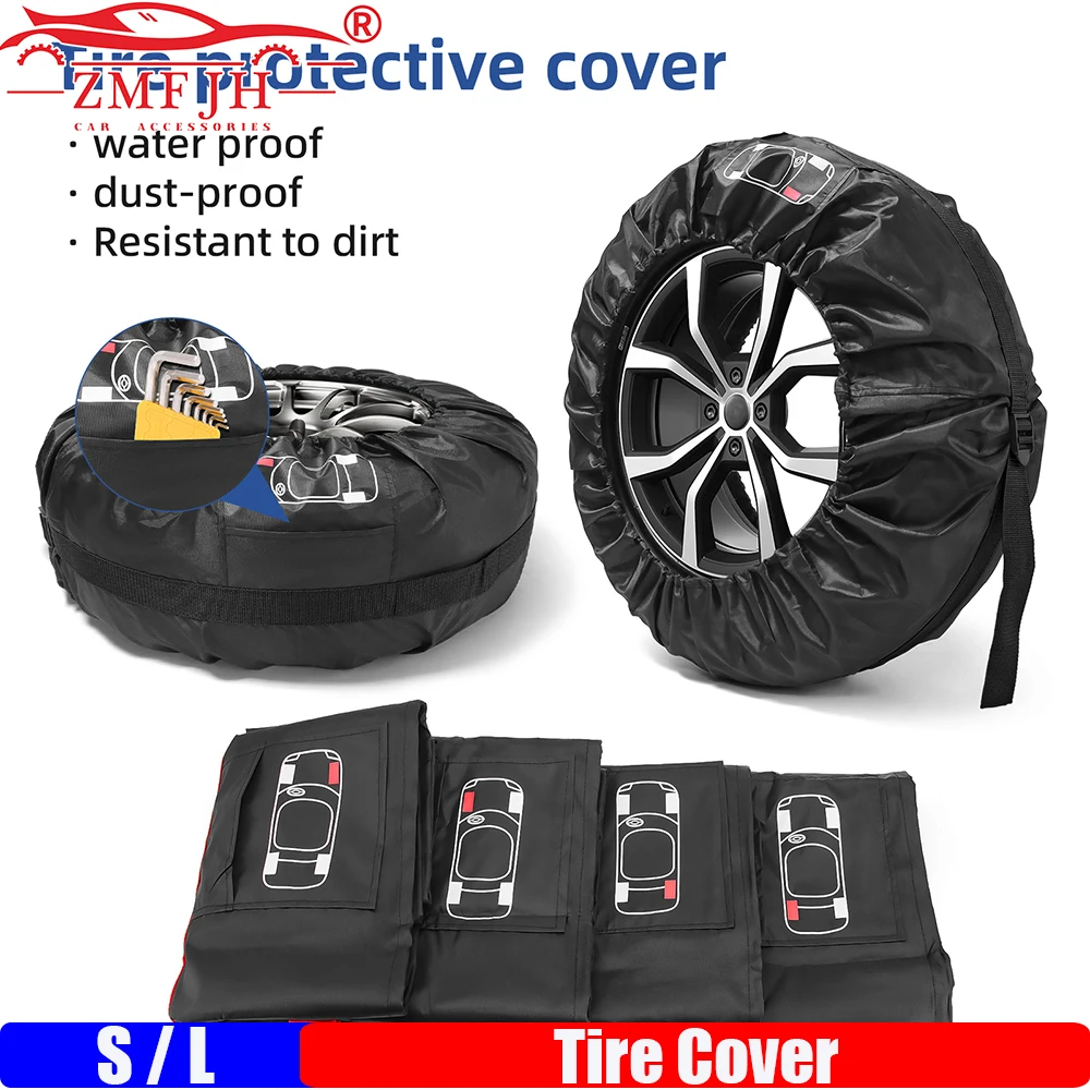 

ZMFJH 4 шт., чехлы для запасных шин автомобиля, размер S/L, 210D, ткань Оксфорд, сумки для хранения автомобильных колес, пыленепроницаемая защита, Стайлинг автомобиля