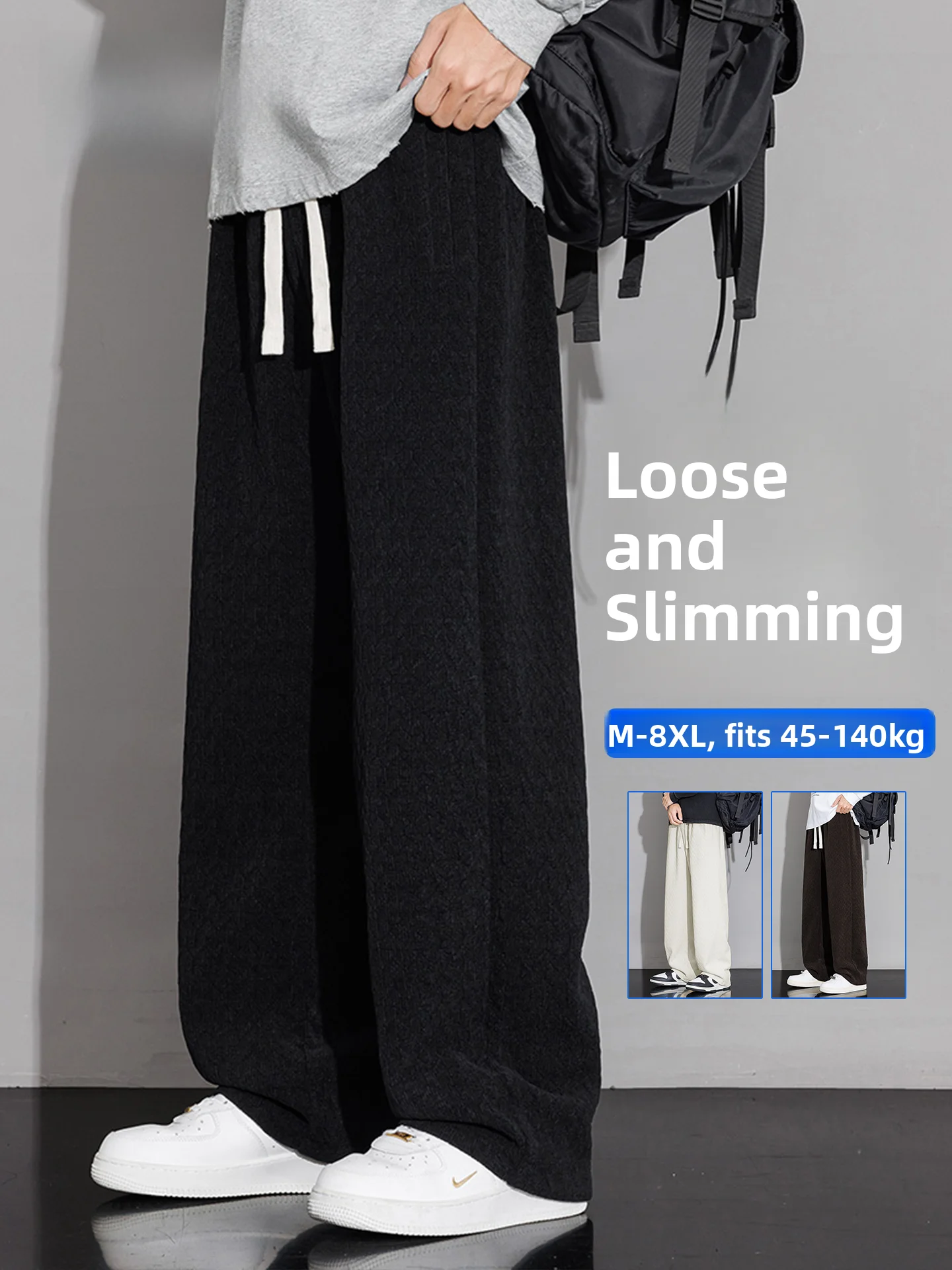 

Loose Wide Leg Pants Men's Casual Trousers Spring Autumn New Sle Drapey Slimming Versatile Trendy Long Pants Polyester Spandex