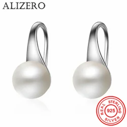 Pure 925 Sterling Silver Earrings Drop Women Round Charms Pearl Hook Dangle Drop Wedding Cute Gift