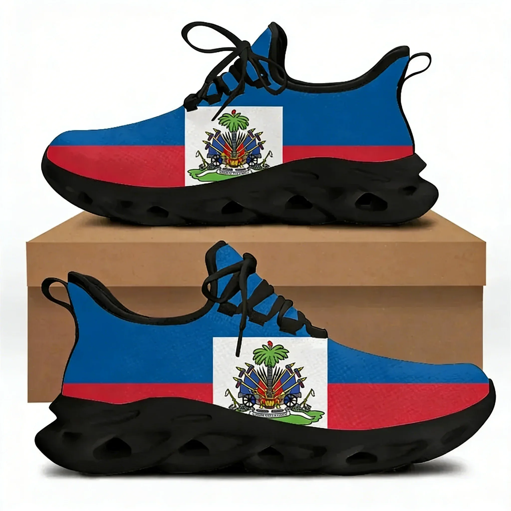 

Haiti Flag Print Breathable Lace Up Sneakers Footwear Spring/Autumn Flats Walking Shoes Zapatos De Mujer Zapatos