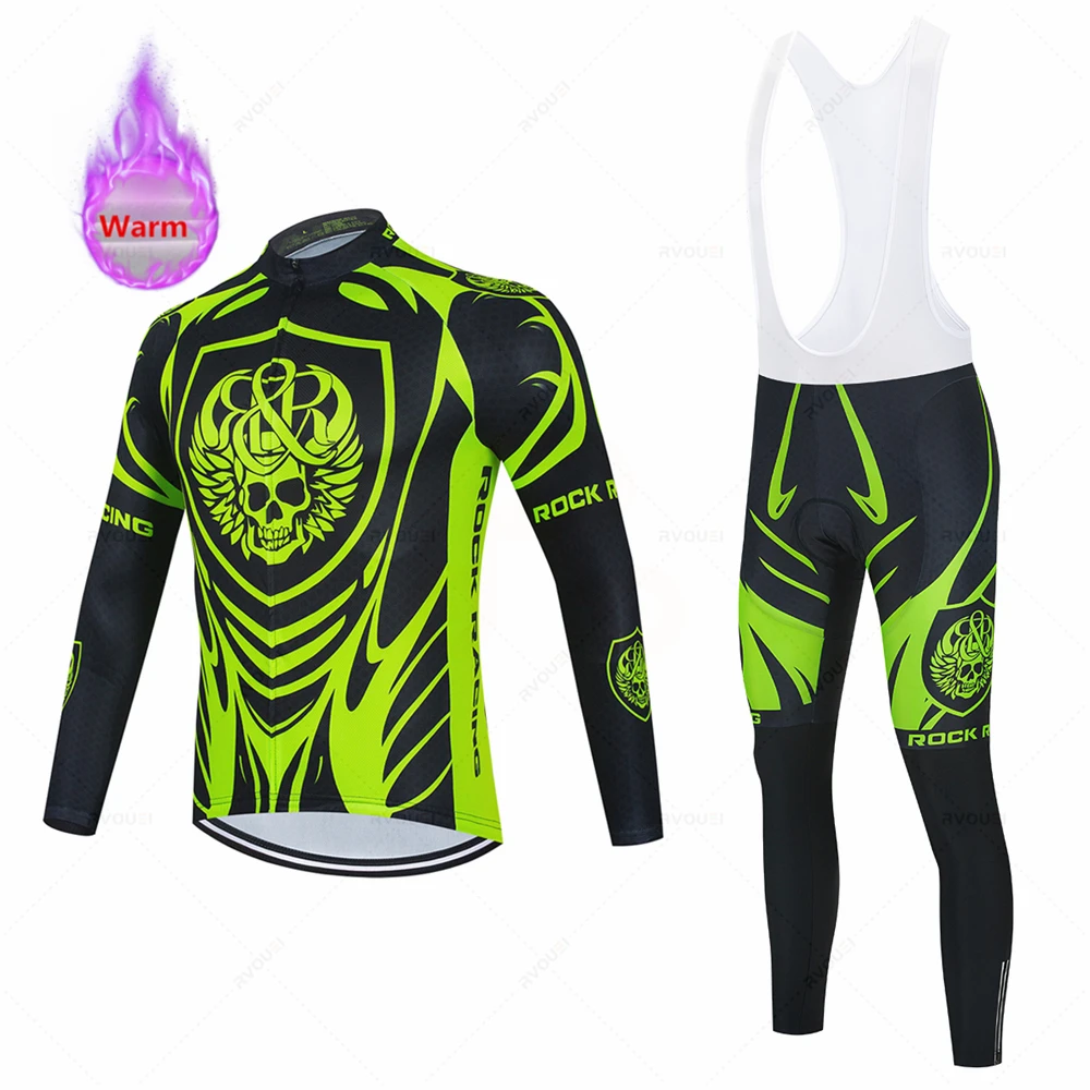 Rock Racing 2023 New Team Winter Cycling Jersey Set Clothing Suit Men Long Sleeve MTB Bike Road Pants Bib Ropa Maillot Ciclismo