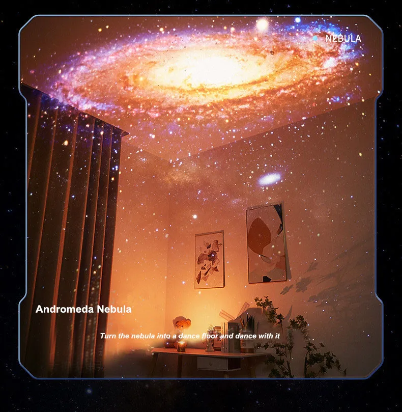 Projetor Galaxy sem fio com alto-falante BT estéreo, planetário estrelado, foco ultra claro, 3D Visual, alta qualidade