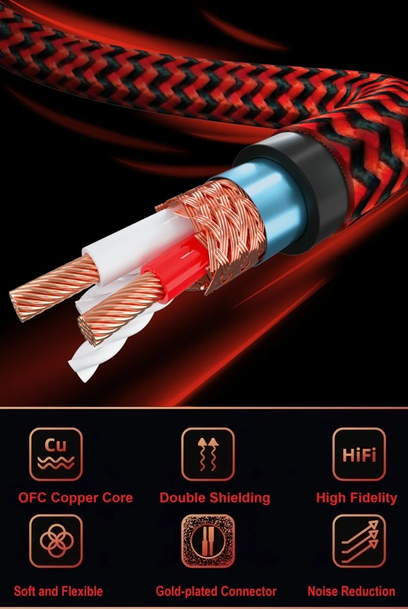 Kabel Audio 2 XLR Female ke Dual 1/4'' TS Mono 6.35mm Male untuk Amplifier Mixer Konsol Home Theater Perangkat Hifi Kabel Berpelindung