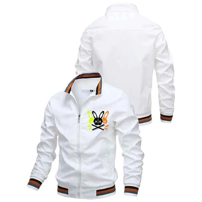 

Весенне-осенняя мужская полосатая куртка на молнии с воротником-стойкой, модная повседневная спортивная одежда с принтом, уличное ветрозащитное тонкое пальто без капюшона