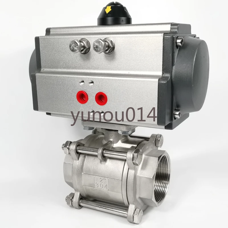 Pneumatic Threaded Ball Valve Q611F-16P, Stainless Steel 304, Three Piece Internal Thread Valve, Dn15, 25, 50, 65