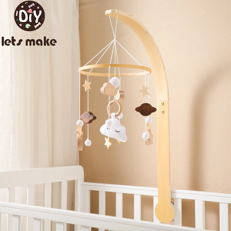 Baby Holz Wolke Anhänger Bett Glocke Mobile Hängen Rasseln Spielzeug Aufhänger Krippe Mobile Bett Glocke Holz Spielzeug Halter Arm Halterung kid Geschenke