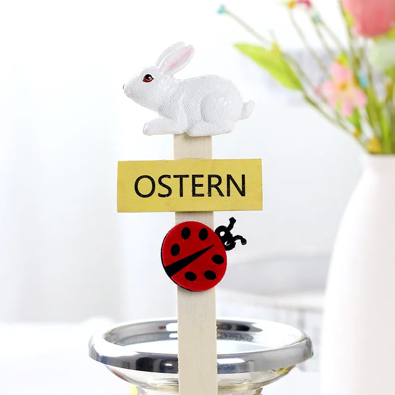 

Easter Decorations: Adorable Resin Rabbit Wooden Garden Stakes for Home & Garden Planters & Courtyard Decor