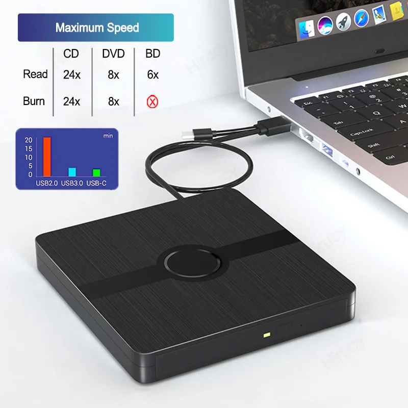 Imagem -02 - Portátil Externo Blu-ray Dvd Drive 3d Bd-combo Unidades Ópticas cd Dvd Burner Jogador Leitor para Laptop pc Windows 11 Mac Usb 3.0