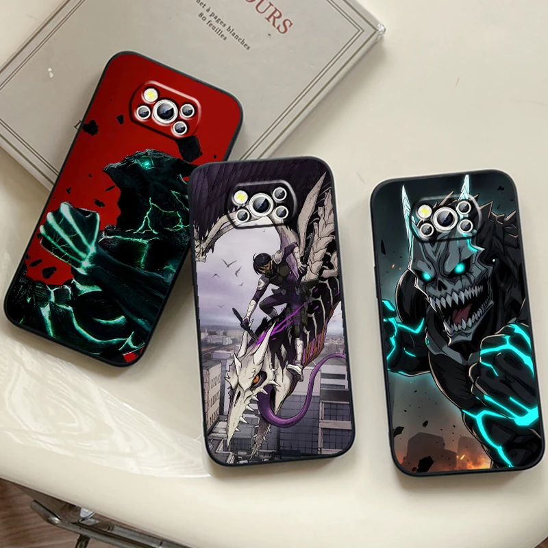 Anime Cool Cute K-Kaiju No. 8 For Xiaomi Mi Poco F5 F4 F3 X6 X5 X4 X3 M6 M5 M5S M4 M3 C65 Pro GT NFC 5G Black Cover Phone Case