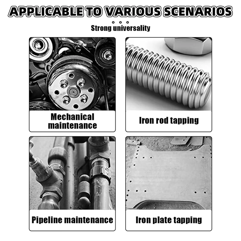 LICE-8Pcs Tap Die Socket Adapter 1/4 Inch Hex Shank Machine Screw Metric Plug Threading Tool For Electric Drill M4-M16