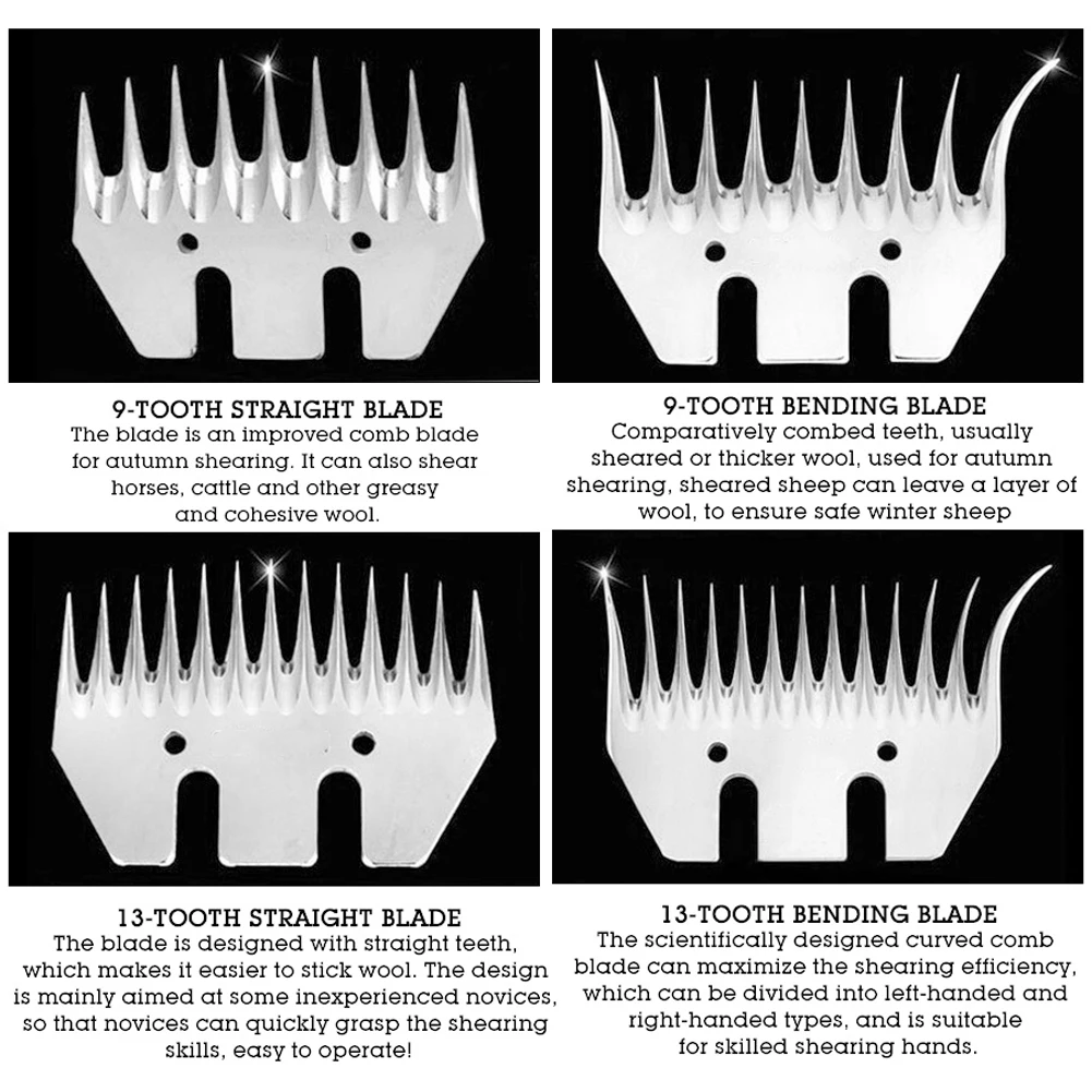 Stainless Steel Sheep Clippers Blade High Hardness Cutting Shearing Cutter Replacement(13 Tooth Straight Blade (+ Swing Blade) )