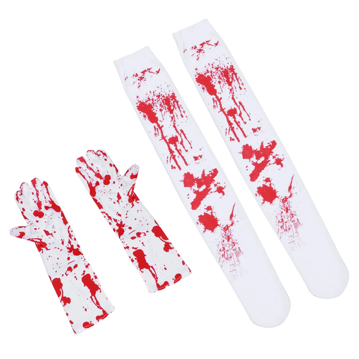 4Pcs Blood-Print Socks and Gloves Set Halloween Costume Party Decoration Spandex Polyester Comfortable Skin-Friendly