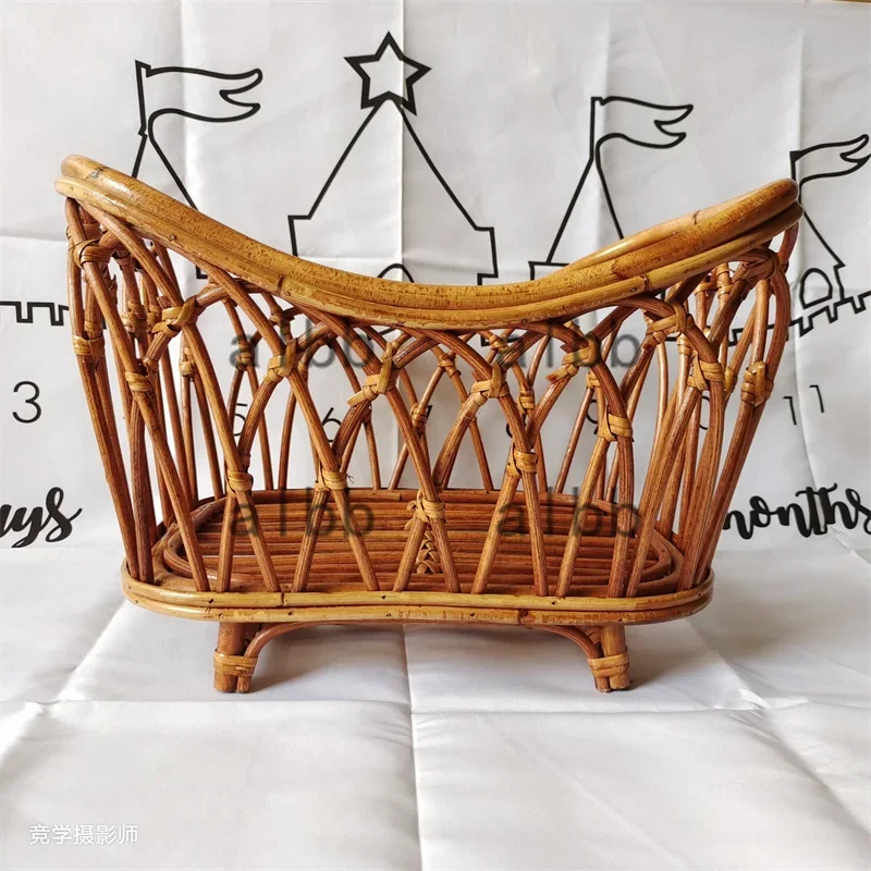 

Винтажный бамбуковый стул ручной работы, детская кроватка, реквизит для фотосессии новорожденных, аксессуары унисекс для фотосессий для маленьких девочек и мальчиков