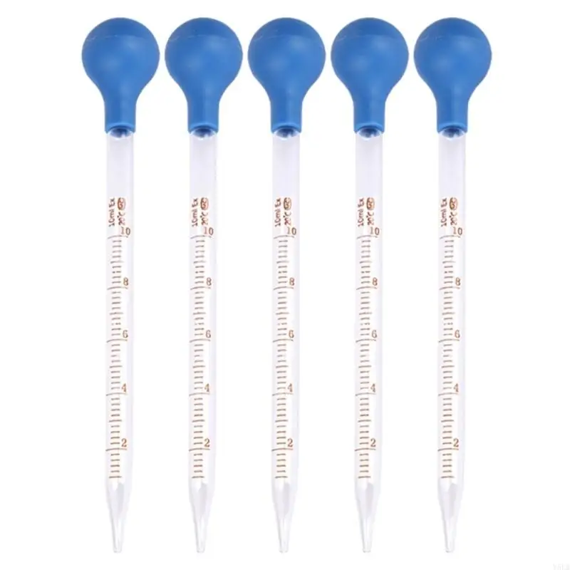 Y5LB 5 Pcs Clear Glass Pipette Liquid Dropper Glass Scale Graduated Liquid Dropper