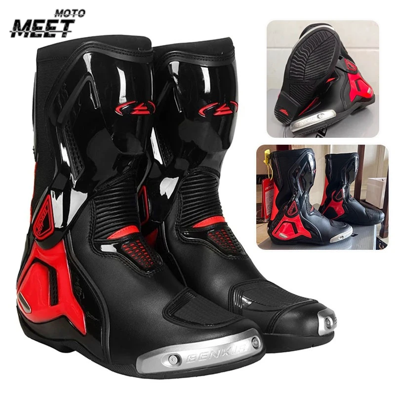 BENKIA Summer Motorcycle Botas CE Certification Professional Track Riding Boots Racing Zapato AntiCollision Off-Road for Rally
