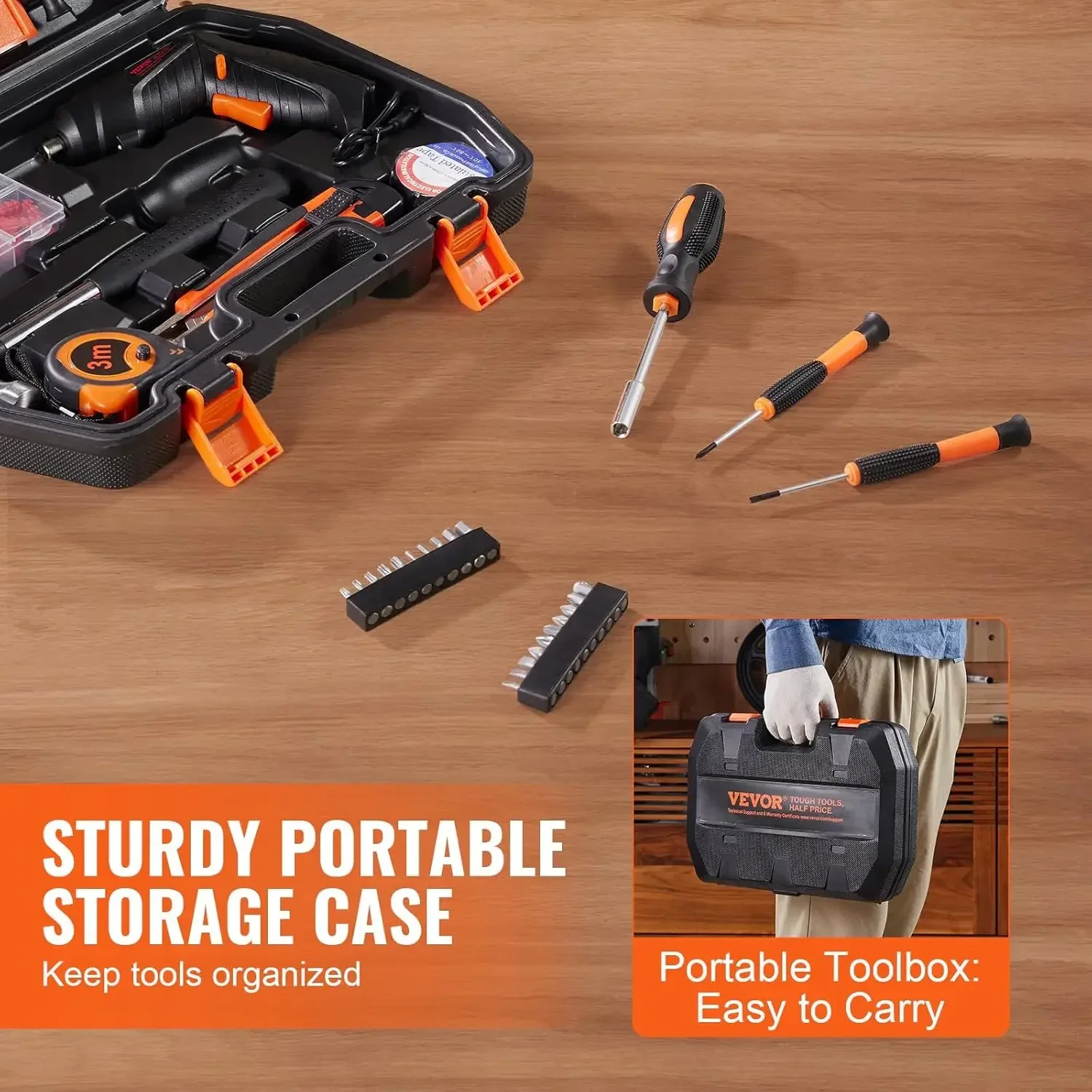 

96-Piece Power Household Set with Electric Drill and Portable Storage Case for Home 3.7V Cordless Drill Tool Kit