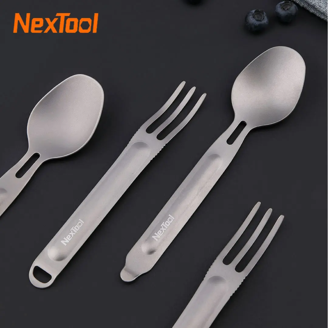 

NexTool Outdoor Pure Titanium Spork And Spoon Reusable Camping Tableware Set 2-in-1 Detachable Outdoor Sport Convenient