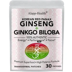 30 Patches Korean Red Panax Ginseng Transdermal Patches With Ginkgo Biloba Energy, Performance For Men & Women