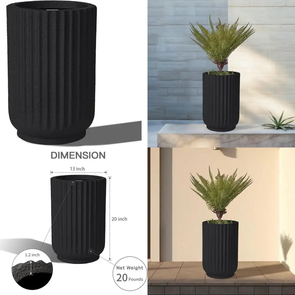 

Stylish Roman Column Planter 20 Tall - Black & White, Perfect for Entrances and Living Room Corners, Durable Fiberglass Material