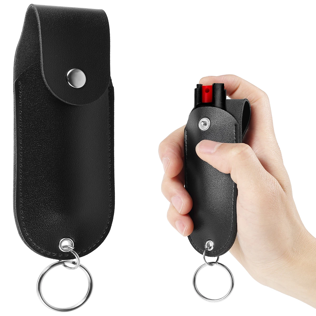 Pepper Spray Pouch PU Leather Pepper Spray Holster Mini Portable Pepper Spray Holder Self Defense Spray Leather Holder Keychain