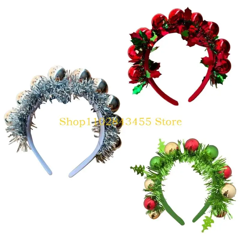 

49MC Plastic Christmas Hair Accessory Festival Headwear Ball Embellishment Hair Hoop for School Play Costume Props