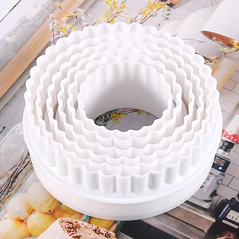 6 Pcs/Set White Wave Round Double-sided Cookie Cutters For Kitchen Tools Baking Pastry Candy Chocolate Tools For Home Pastries