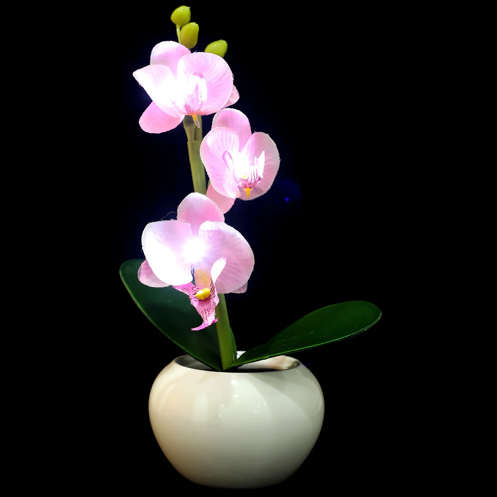 

1pc Flower Pot Light Pink Phalaenopsis Design Led Garden Lamp For Outdoor Indoor Decor Reusable Simulated Flower Light