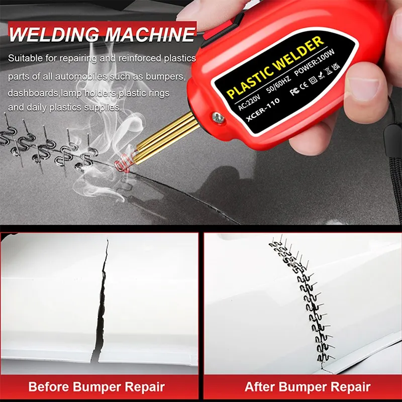 100W Plastic Welder kit, 2in1 solder iron Plastic Repair Welder Kit 1000pcs Hot Stapler Bumpers Repair Kit For Car Bumper Repair