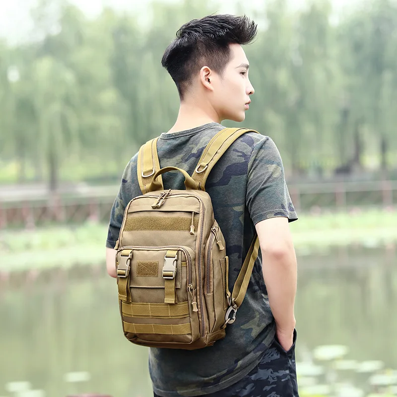 Custom Logo Style Dual-Use Lure Fishing Backpack with Three Straps Curved Shoulder Strap Crossbody Tackle Travel Bag Men Women