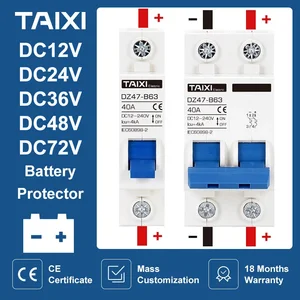 MCB Battery Car Protector, Mini Disjuntor, Positivo e Negativo Pólo de Proteção, Interruptor Isolador, DC 12V, 24V, 48V, 36V, 72V, DZ47 10 principais vendas disjuntor inteligente dc - №5