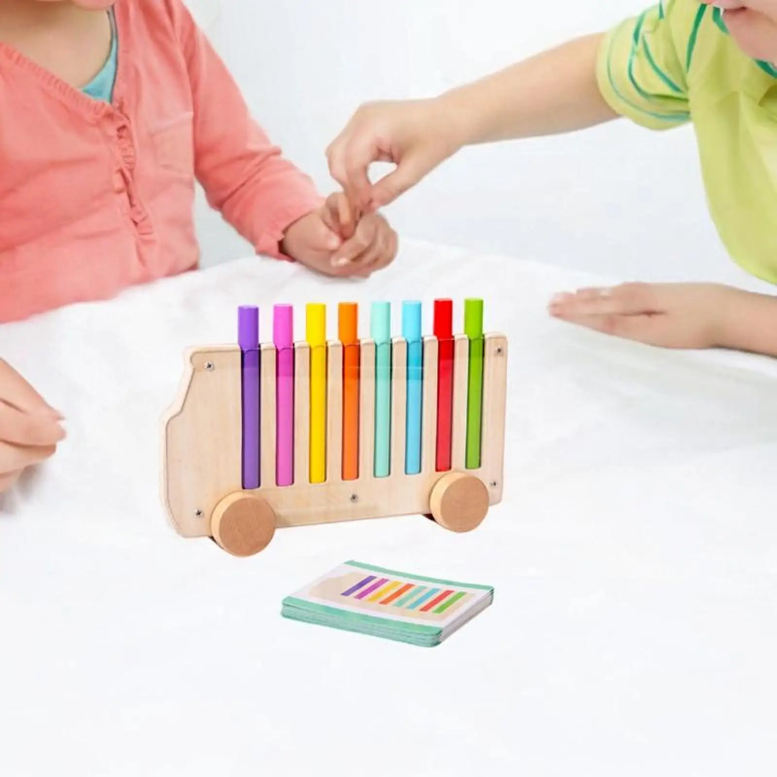 Bus in legno Stick-inserto Gioco Matematica Giocattoli educativi Bomboniera Gioco di abbinamento colori Giocattolo per asilo Soggiorno Casa Bambini