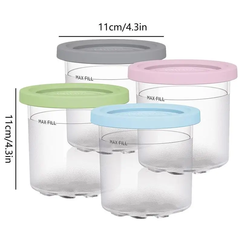 Leak-proof Ice Cream Containers 4 Pack Compatible With NC299AMZ & NC300s Series For Ninja Creamis Ice Cream Makers Reusable