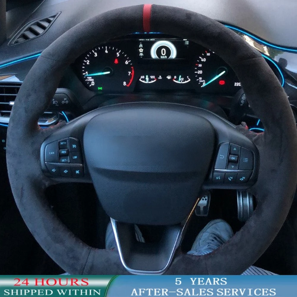 

Оплетка, противоскользящая замша, натуральная кожа для Ford Focus 4 Fiesta Tourneo 2017-2020, автомобильные аксессуары