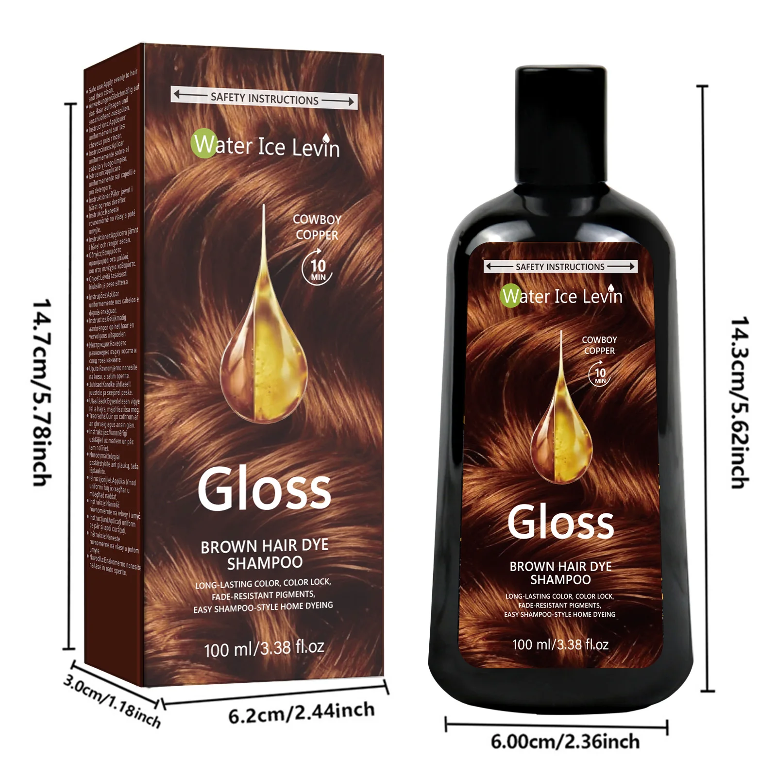 Brown Hair Dye Shampoo 100ml Cowboy Copper 10Min Fast Color Long‑Lasting Color Lock Fade‑Resistant Home Hair Dye Shampoo - view 6