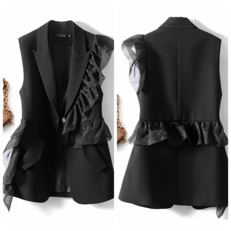 High-end Light Luxury European Suit Waistcoat Women's Medium Length South Oil Designer Style Fashionable Fried Street Foreign