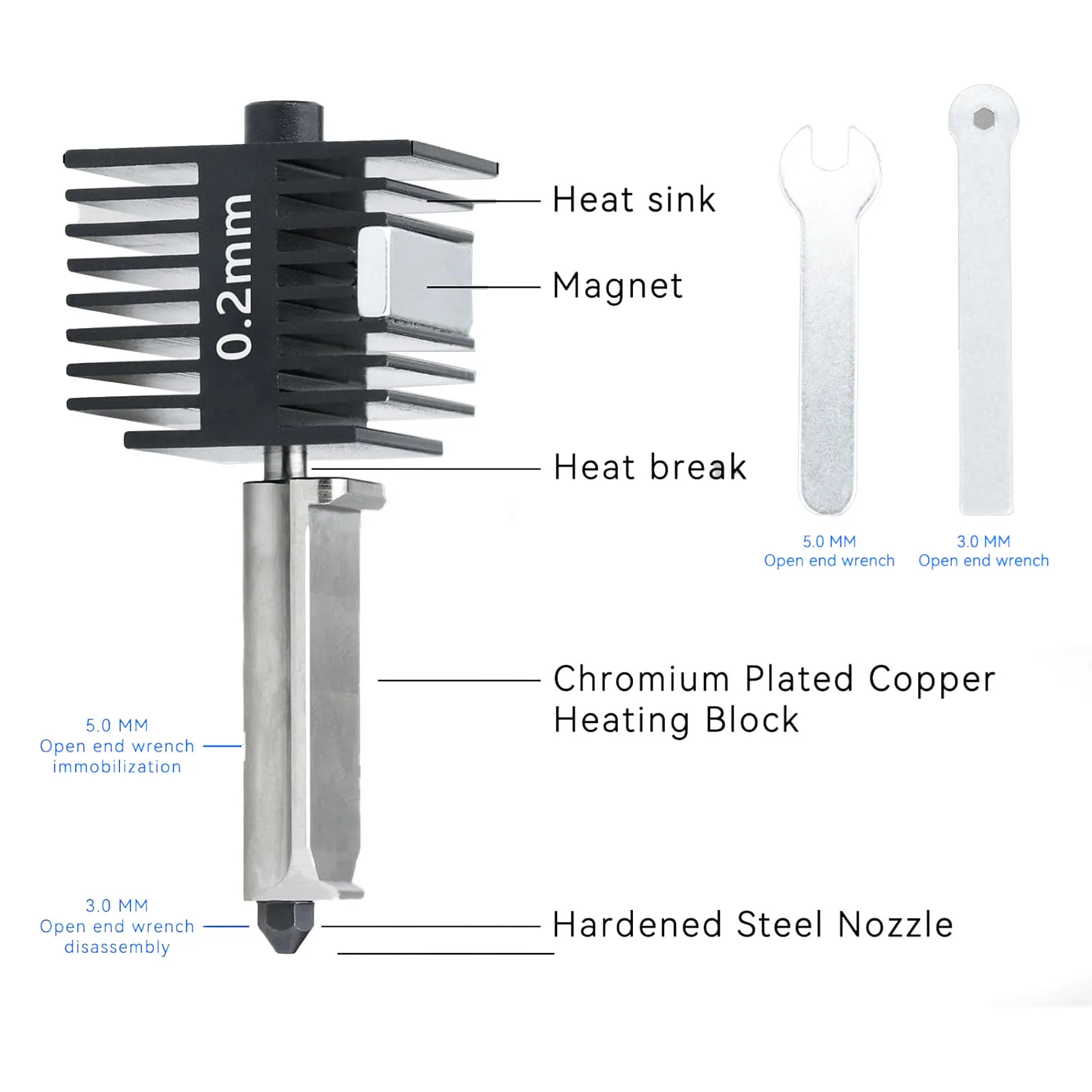 

Hardened Steel Nozzle, 3D Printer Hotend Removable Hardened Steel Nozzle Kit Extruder Replacement Accessories for A1 A1 Mini