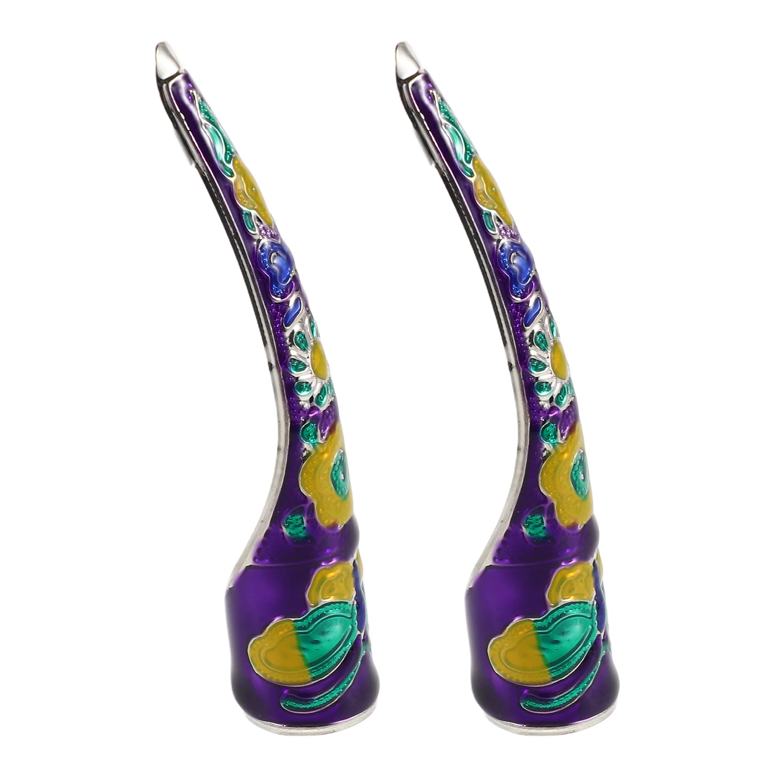 

2Pcs Ancient Queen Costume Fingertips Handcarved Palace Style Detachable Fake Nail Tips for Cosplay Dance Masquerade Halloween