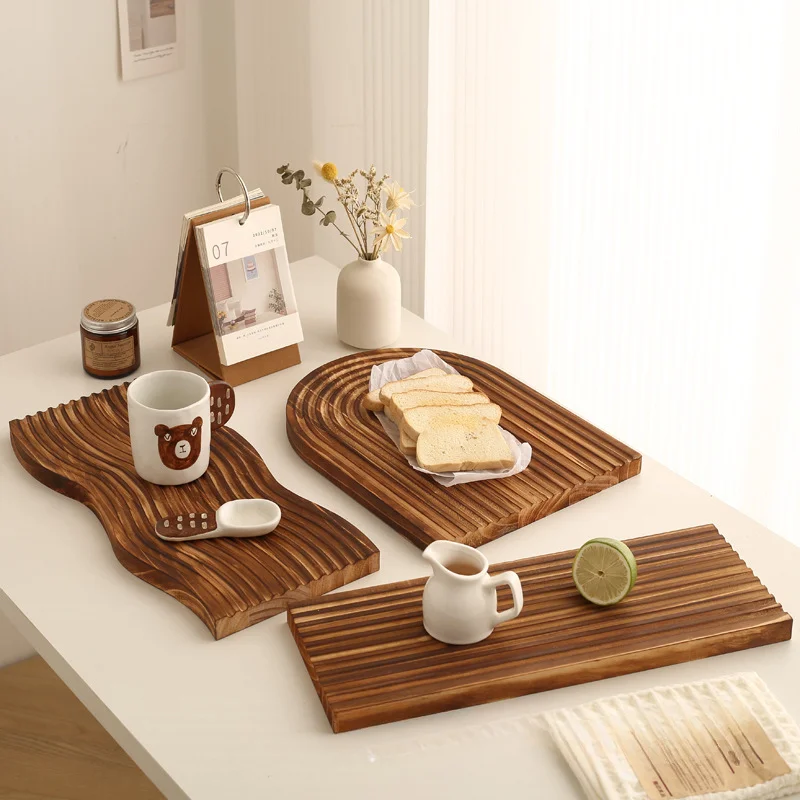 Ins Style Creative Irregular Wooden Tray Decorative Tray Japanese Desktop Aromatherapy Tray Storage Snack Tray