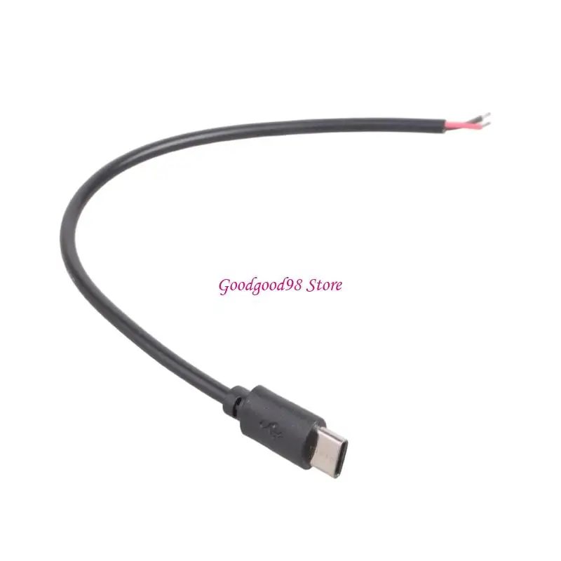 90 Degree USB C to 2 Pin Bare Wire Open End 5V 2A USB Type C Male Plug 2 Pin Pigtail Cable Equipment Power Cable 
