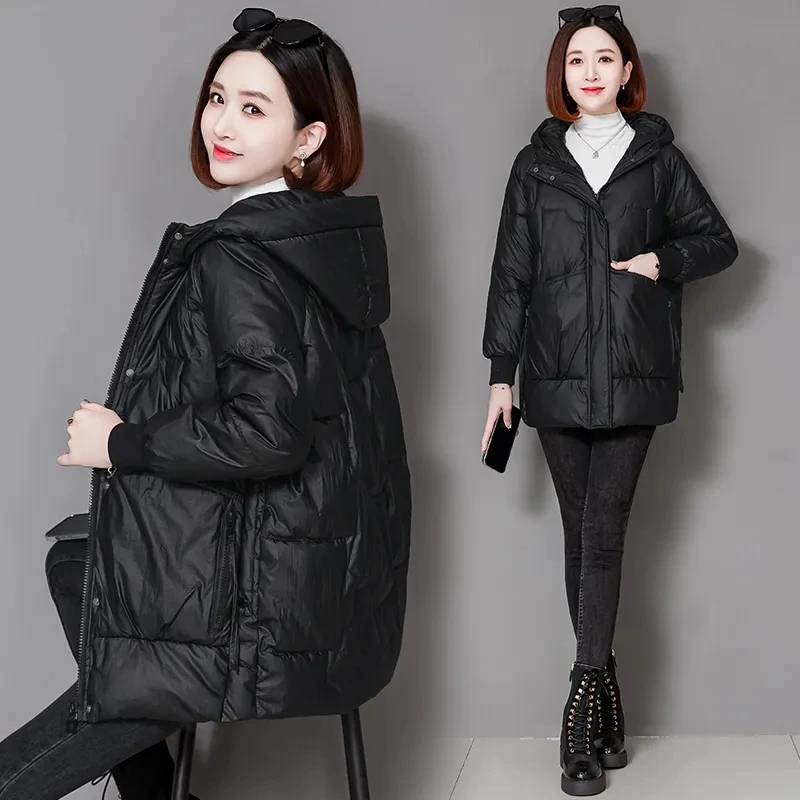 2022 New Winter Jacket Parkas Women Warm Down Cotton Coat Casual Hooded Overcoat Windproof Female Cotton Padded Outwear 4XL H370