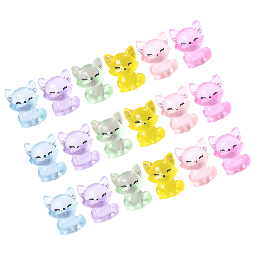

18pcs Fox Ornaments Cute Animal Decorations Resin Figurines Glow in Dark Mini Realistic Animals Creative Design Garden