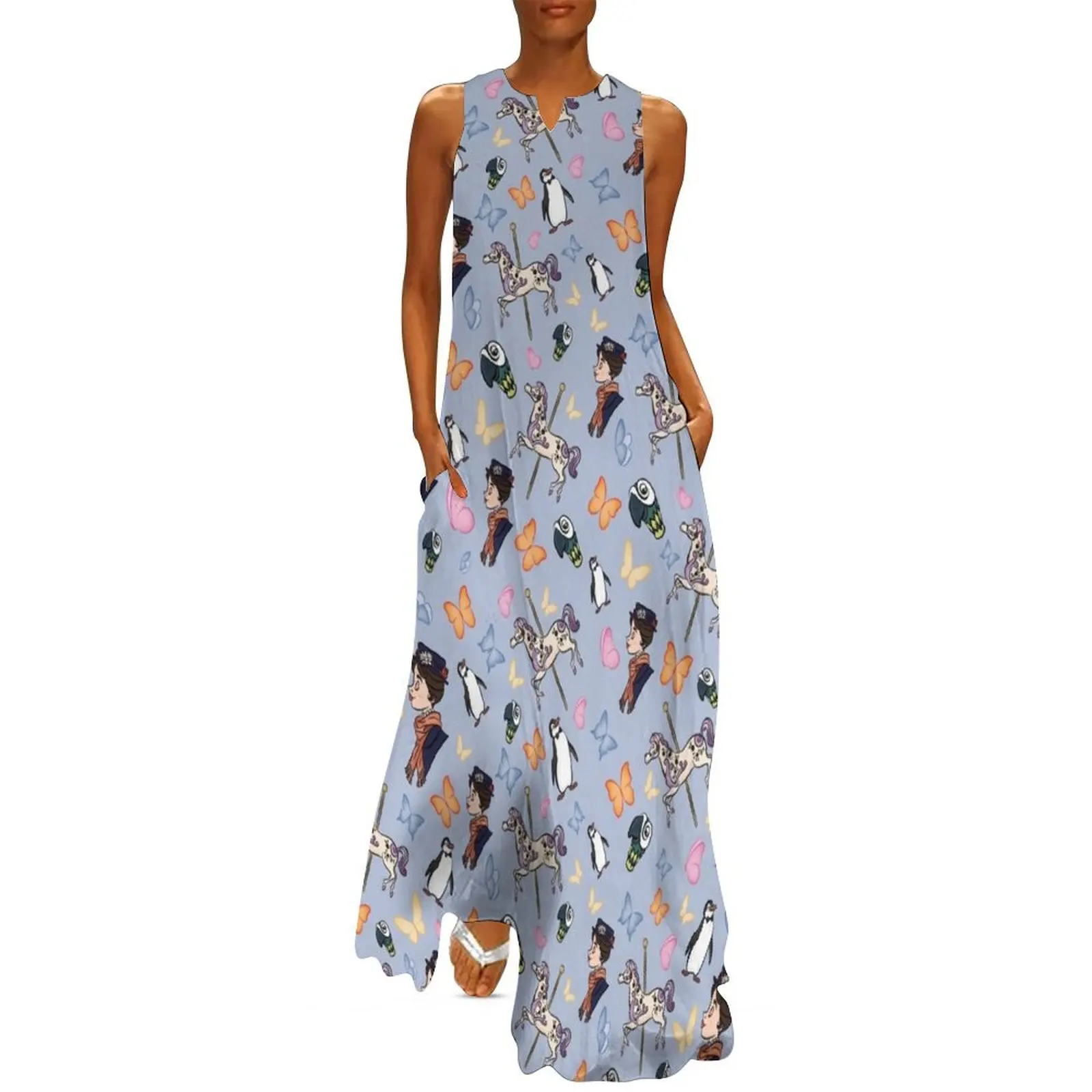 

Mary Poppins Pattern Long Dress summer dresses women 2024 women"s evening dress 2024