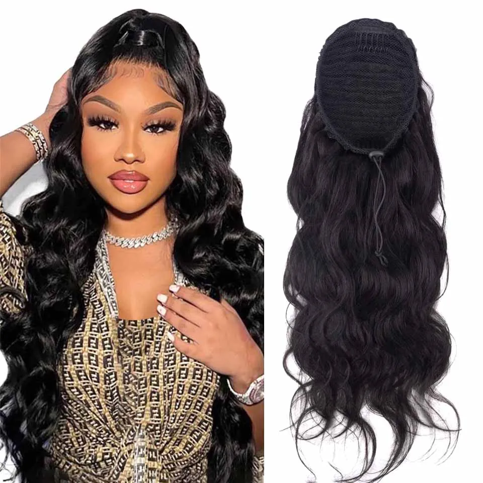 Alipretty Body Wave capelli umani coulisse coda di cavallo estensioni Remy Hairpiece Clip coda di cavallo naturale nelle estensioni dei capelli per donna