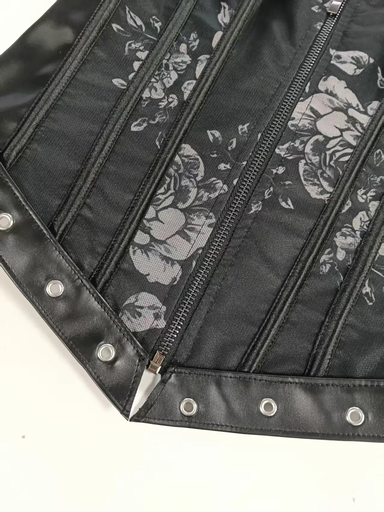 Women Gothic Floral Print Strapless Corset Top Front Zipper Bustier Back Lace‑Up Boned Body Shaper For Club Party Night Out - view 5