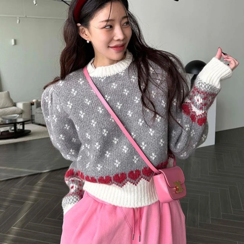 

Женский вязаный длинный свитер Sve round Ne с золотыми пуговицами, винтажный сладкий свитер Dongda Gate, универсальный трикотаж, топ