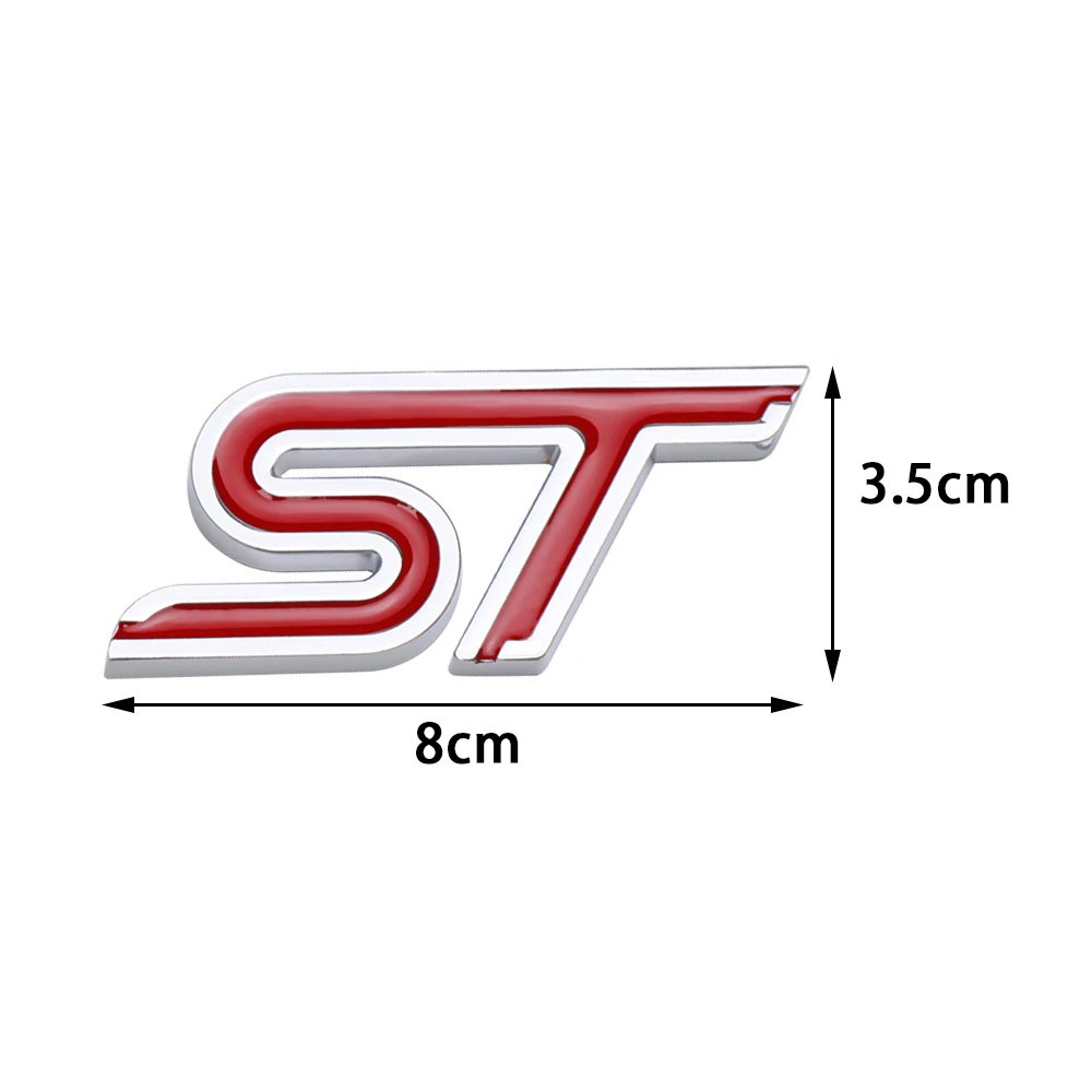 Car Aluminum Alloy ST Emblem Front Grille Body Trunk Decoration Sticker Decal For Ford TAURUS Shelby Edge Ecosport Kuga Mustang