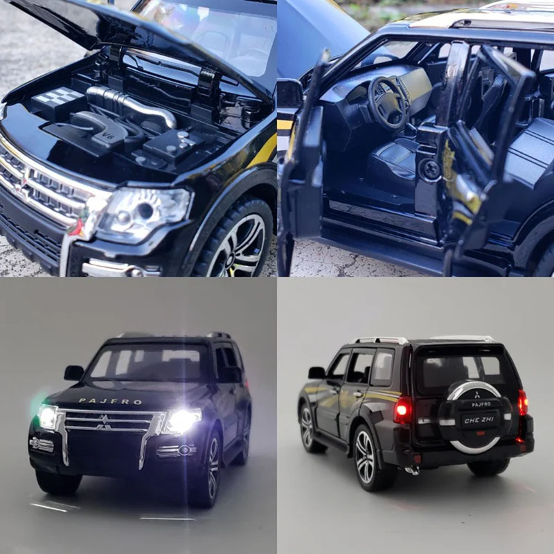 Alta Simulação 1:32 Liga PAJERO SUV Carro Modelo Diecast Metal Veículos Off-road Modelo de Simulação Luz Som Miúdo Presente Brinquedos