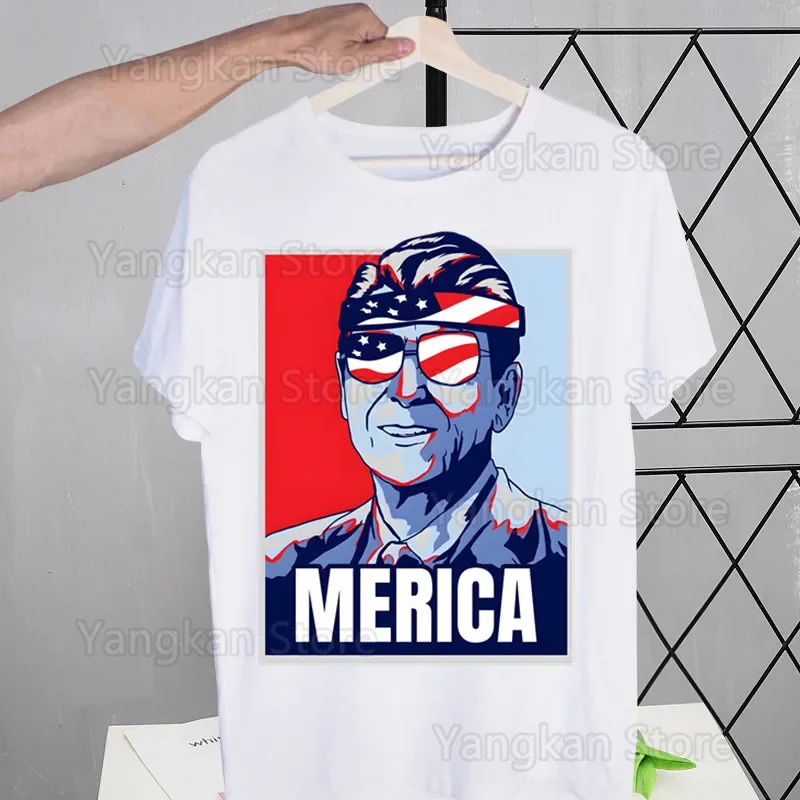 I Smell Hippies Ronald Reagan Mens Height Quality Men Hip-Hop Tee Shirt Awesome T Shirts for Guys O-Neck Short Sleeve Regular